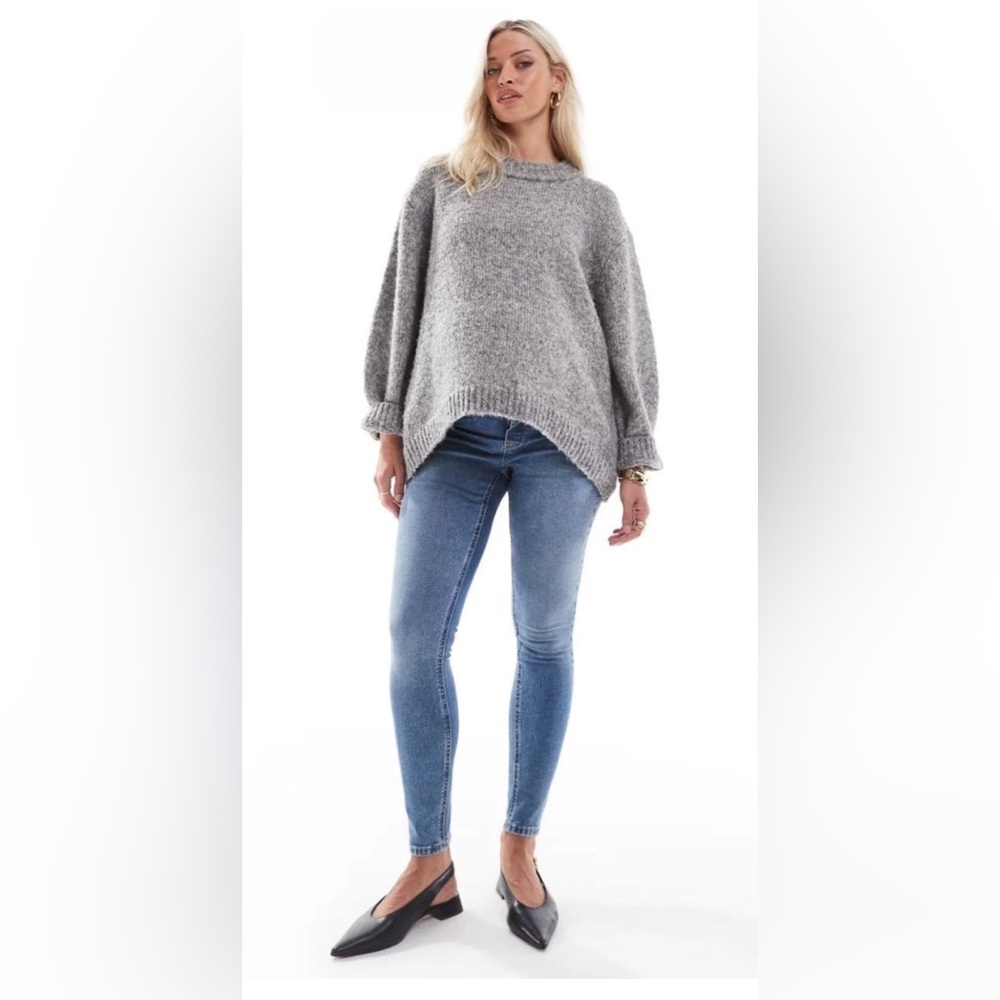 Asos Desing Maternity Ultimate Skinny Jeans With Over Bump In Midblue Size 4